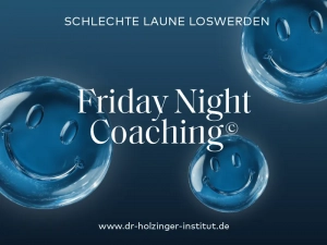 Friday Night Coaching: Schlechte Laune loswerden. Drei Smileys aus wasserähnlichem Stoff auf dunkelblauem Verlauf.
