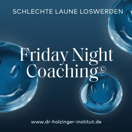 Friday Night Coaching: Schlechte Laune loswerden. Drei Smileys aus wasserähnlichem Stoff auf dunkelblauem Verlauf.