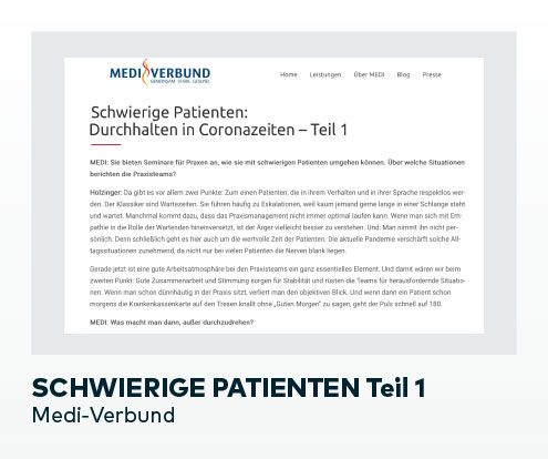 Presseartikel Katrin Holzinger "Schwierige Patienten, Teil 1"